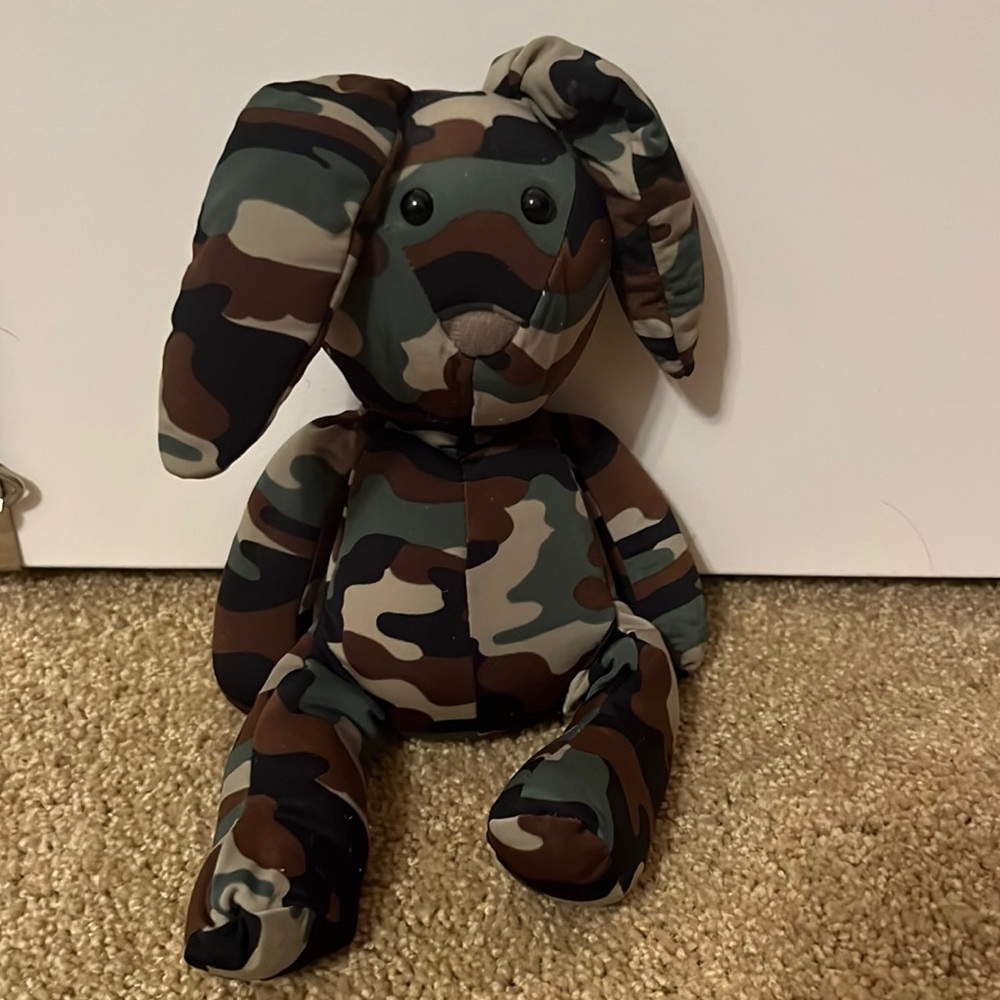 Camo Camouflage Print Bunny Rabbit 10" Green Plush Stuffed Animal Walmart Easter